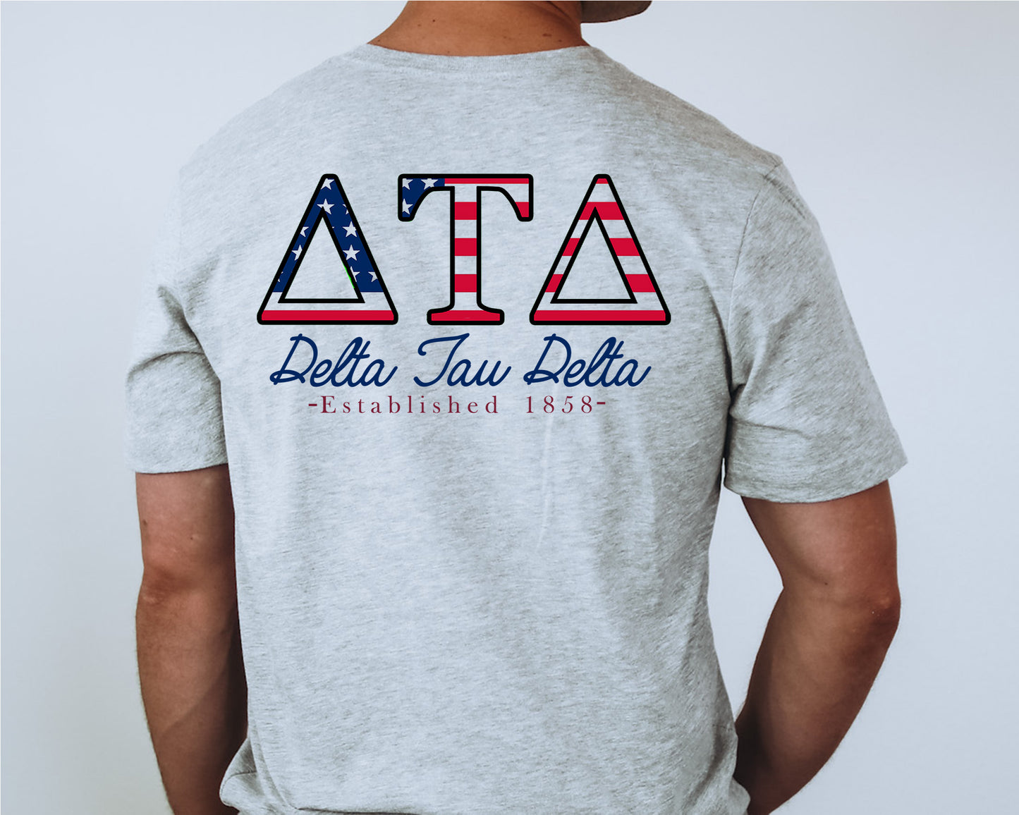 Delta Tau Delta USA Flag Letters Fraternity T-shirt _ 33432g