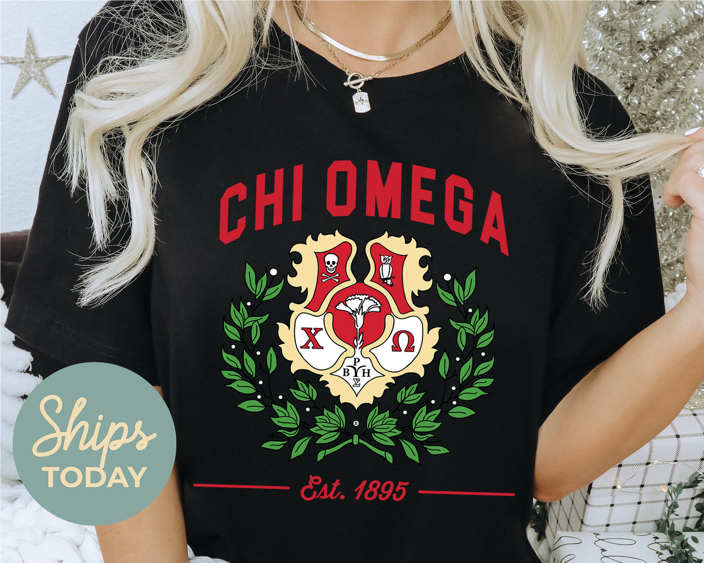 Chi Omega Loyalty Crest Sorority T-shirt _ 4429g