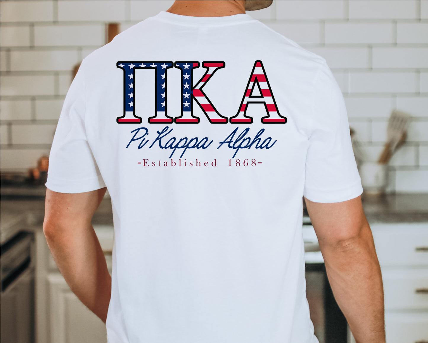 Pi Kappa Alpha USA Flag Letters Fraternity T-shirt _ 33441g