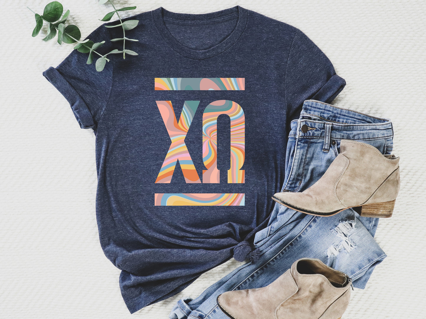 Chi Omega Multicolor Letters Sorority T-shirt _ 30470g