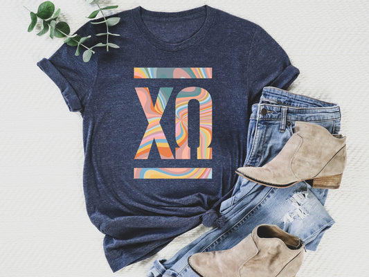 Chi Omega Multicolor Letters Sorority T-shirt _ 30470g