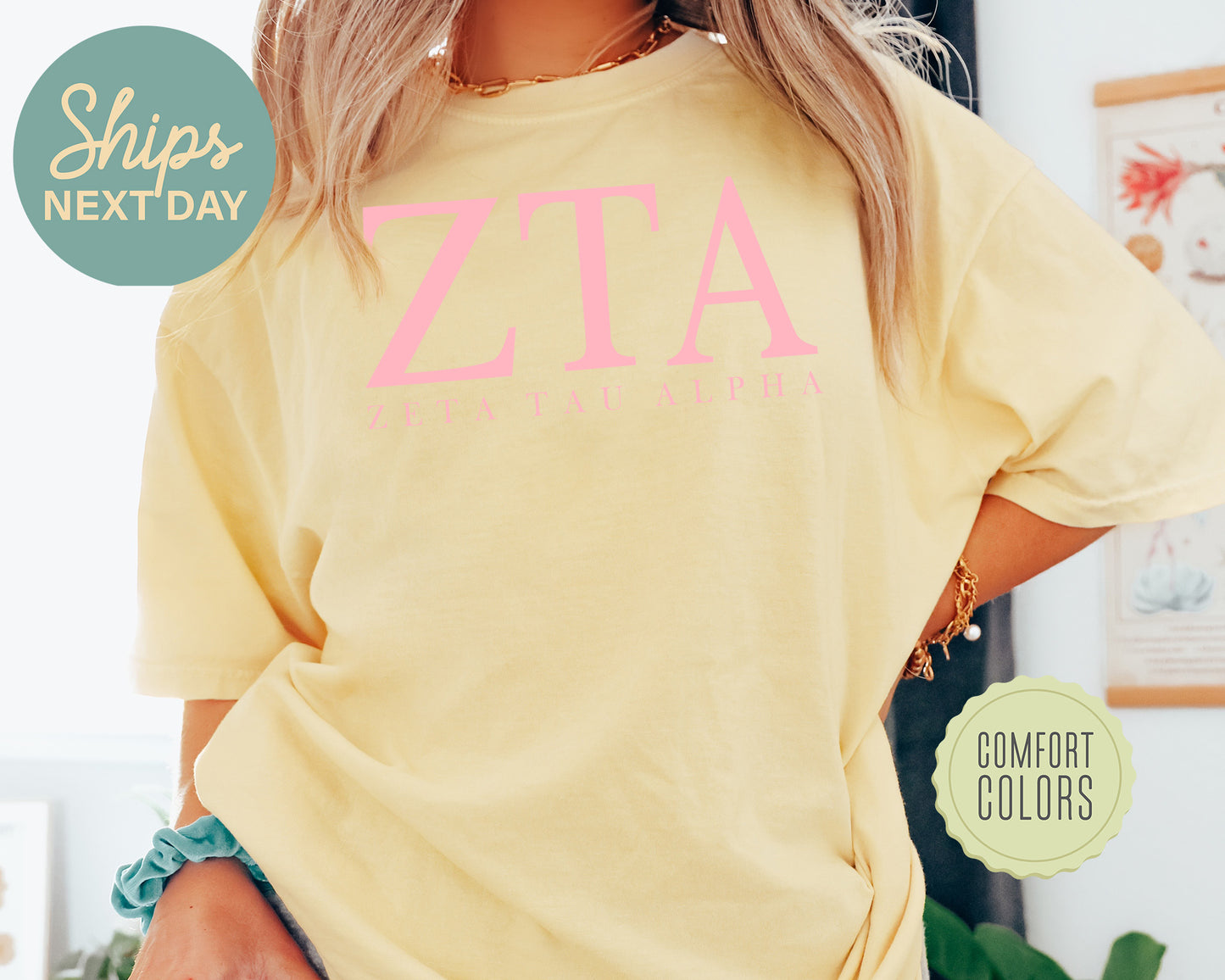 Zeta Tau Alpha Everything Pink Comfort Colors Sorority T-shirt _ 335g