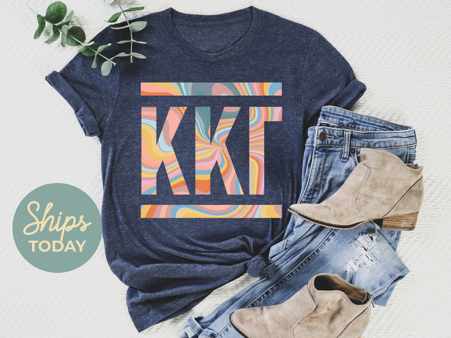 Kappa Kappa Gamma Multicolor Letters Sorority T-shirt _ 30478g