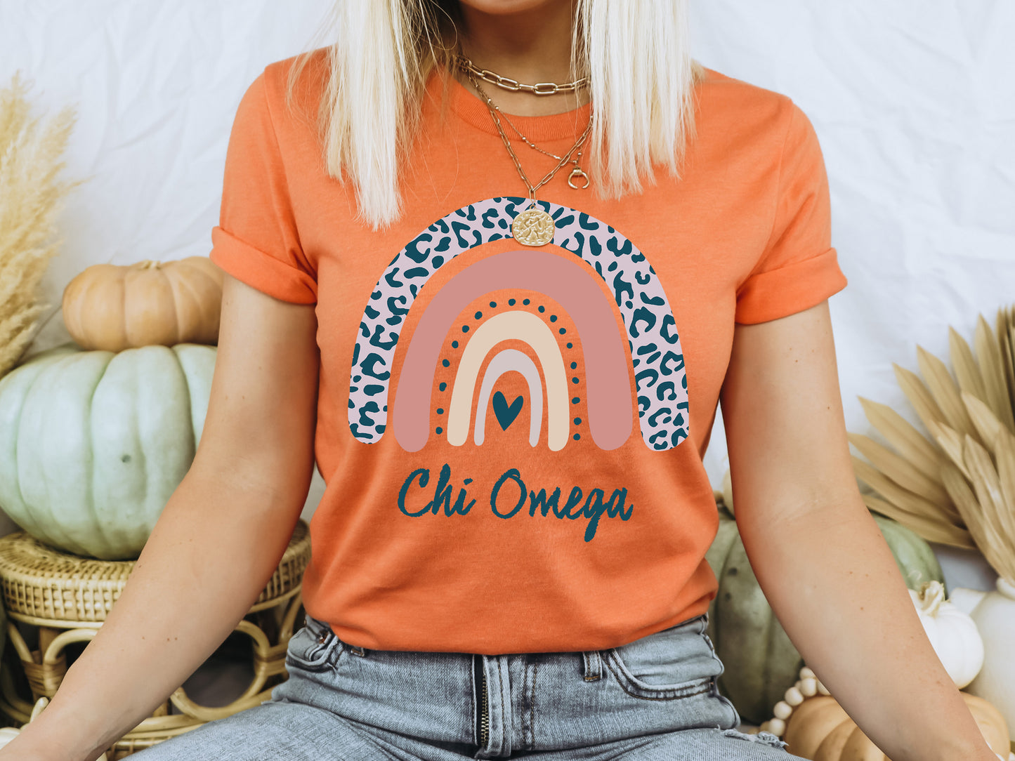 Chi Omega Greek Rainbow Sorority T-shirt _ 2742g