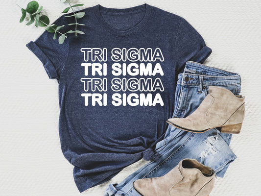 Sigma Sigma Sigma Bold Bubble Letter Sorority T-shirt _ 2235g