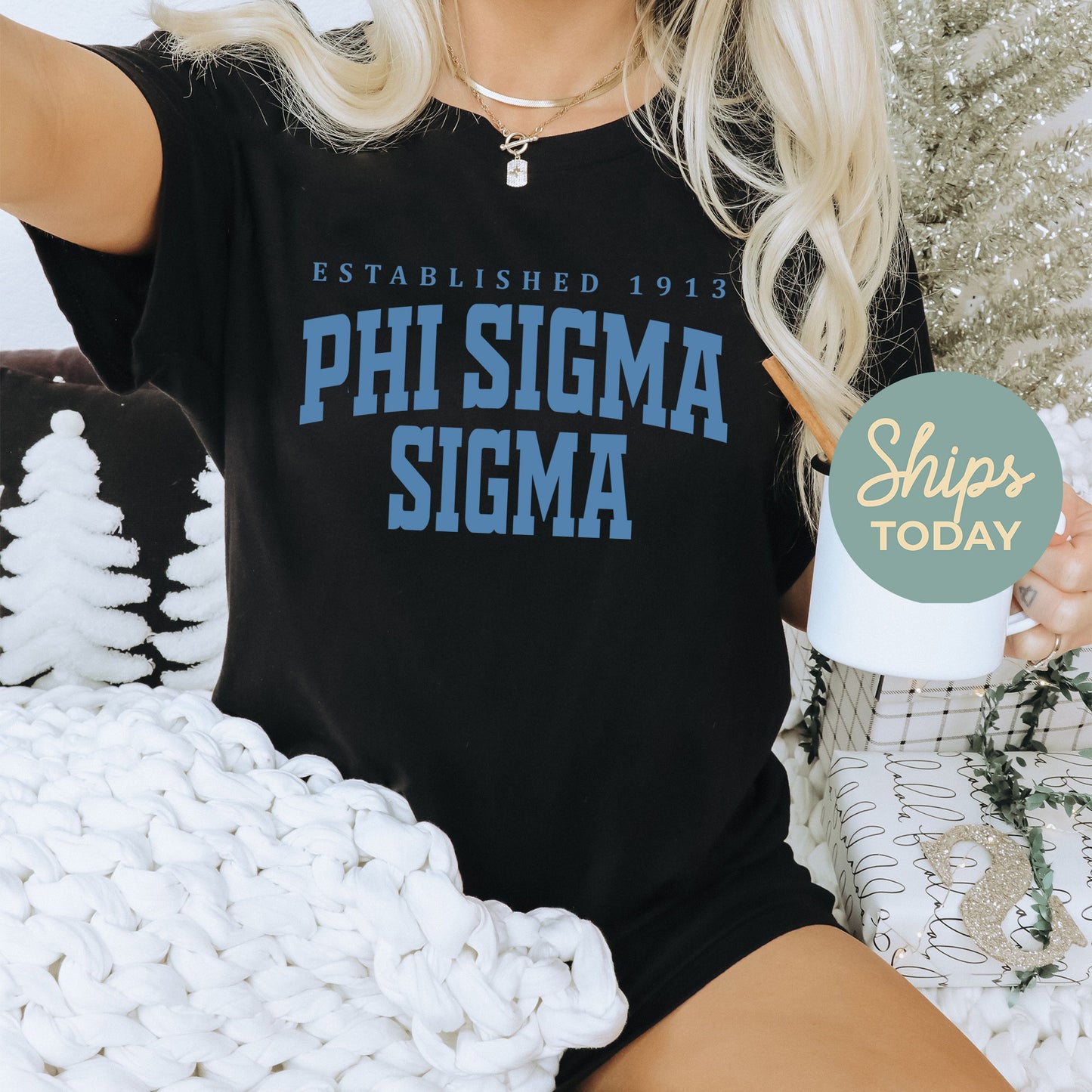 Phi Sigma Sigma Bold Letters Sorority T-shirt _ 35139g