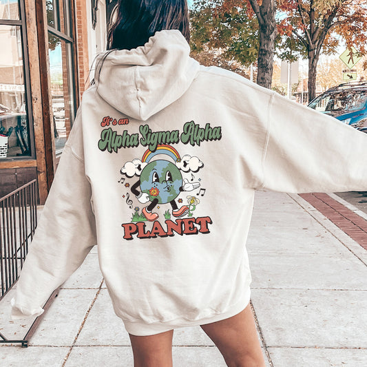 Alpha Sigma Alpha Kinder Planet Sorority Hoodie _ 35417g