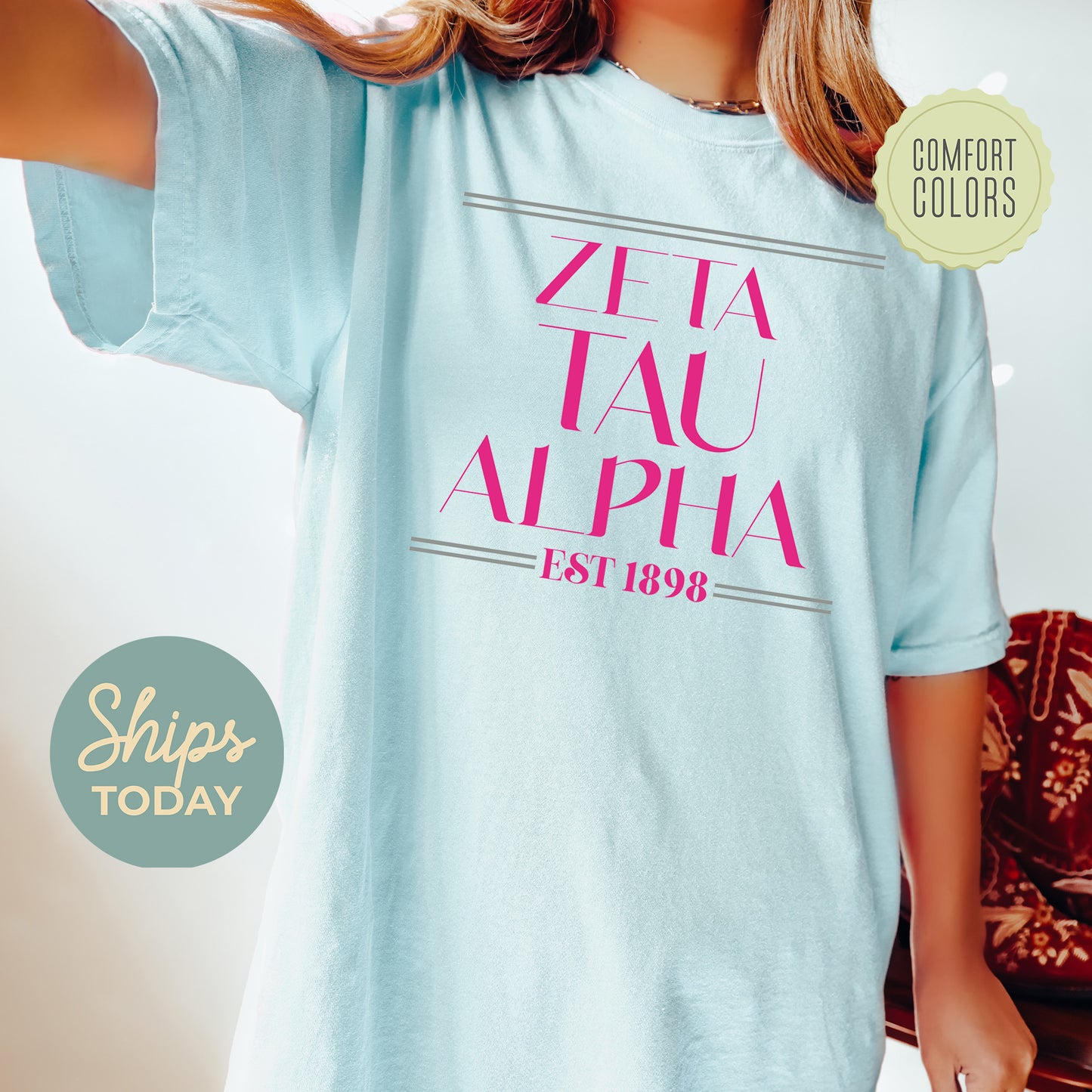 Zeta Tau Alpha Greek Harmony Comfort Colors Sorority T-shirt _ 34989g