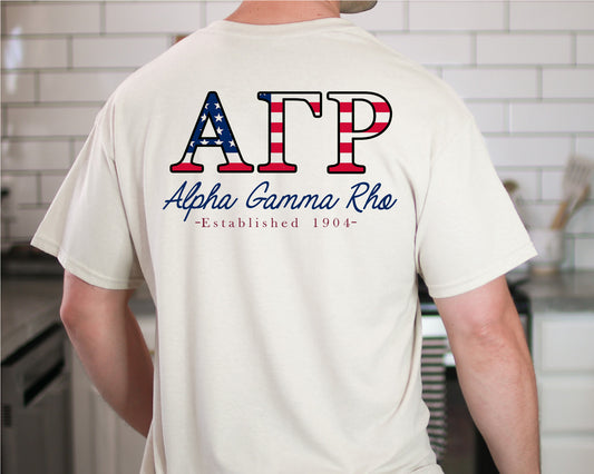 Alpha Gamma Rho USA Flag Letters Fraternity T-shirt _ 33425g