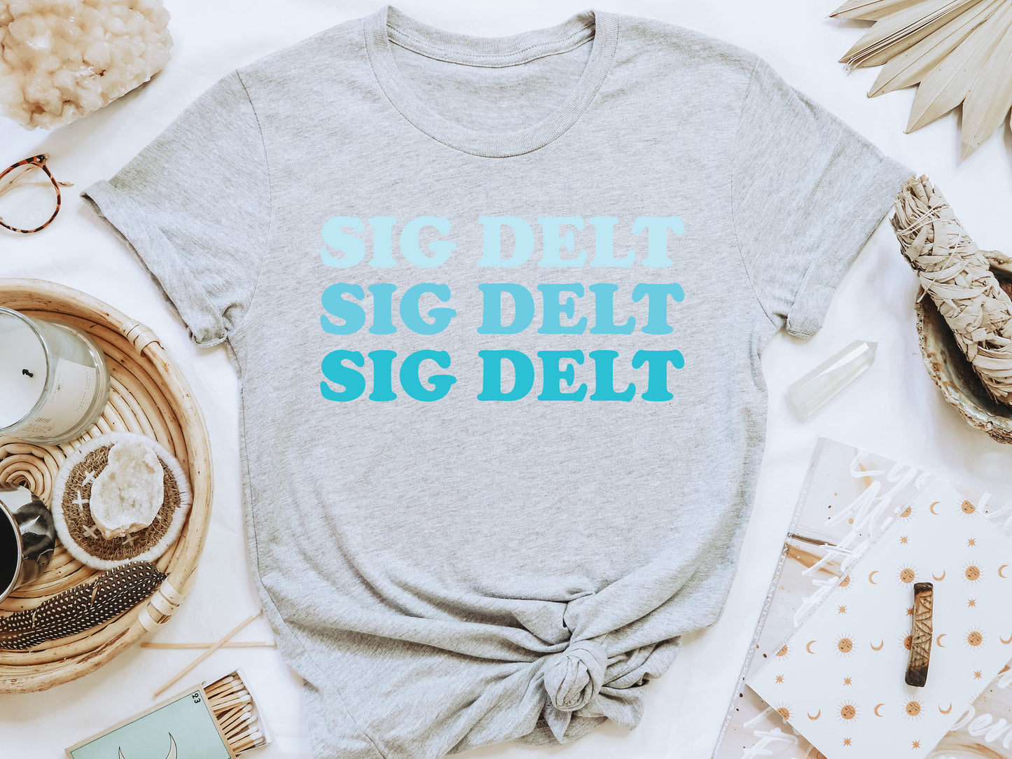 Sigma Delta Tau Touch of Blue Sorority T-shirt _ 2598g