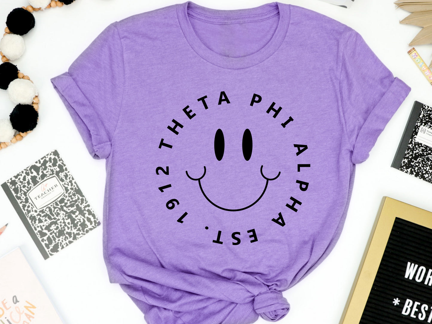 Sigma Sigma Sigma Smiley Face Halo Sorority T-shirt _ 2522g