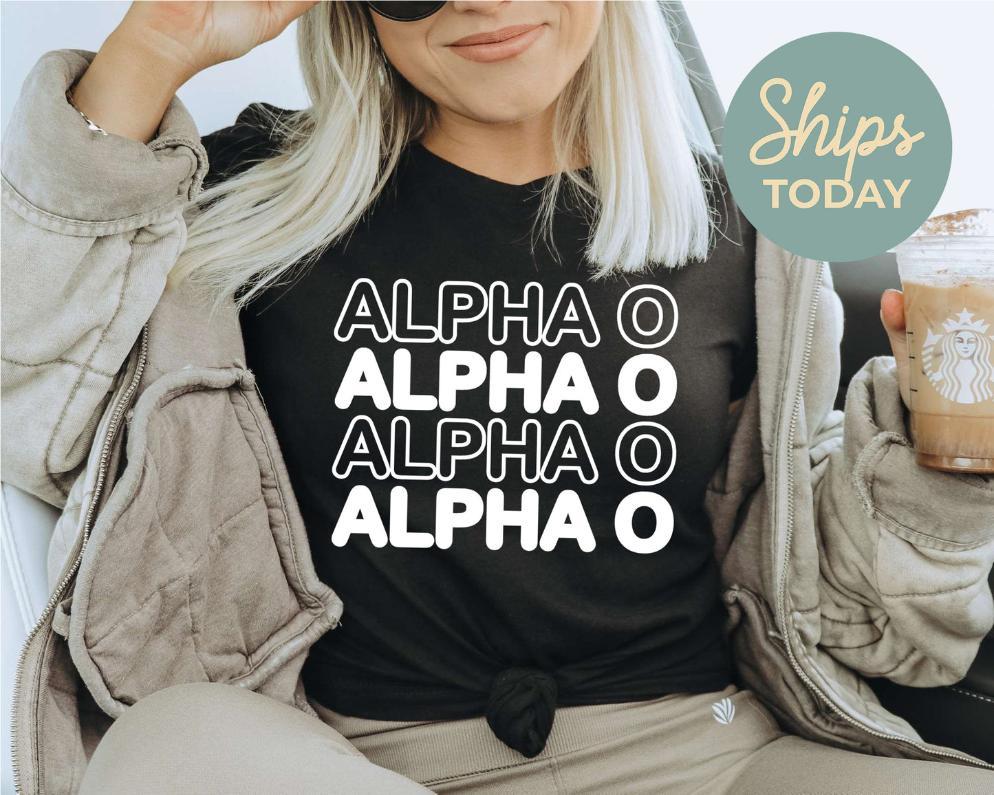 Alpha Omicron Pi Bold Bubble Letter Sorority T-shirt _ 2216g