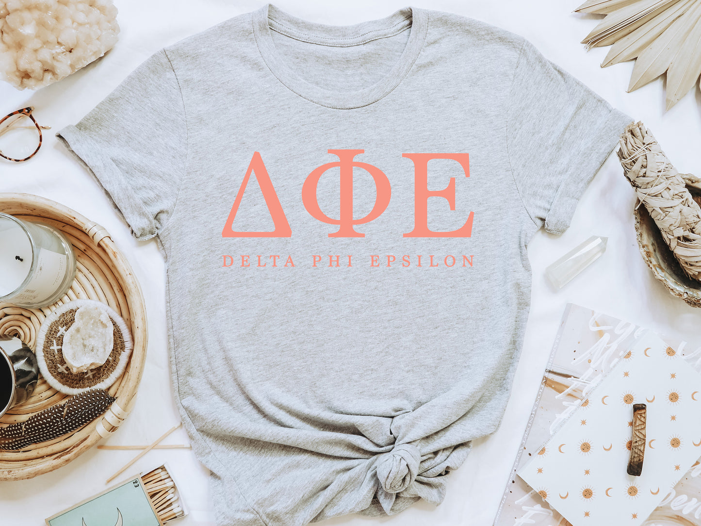 Delta Phi Epsilon Pink Personality Sorority T-shirt _ 660g