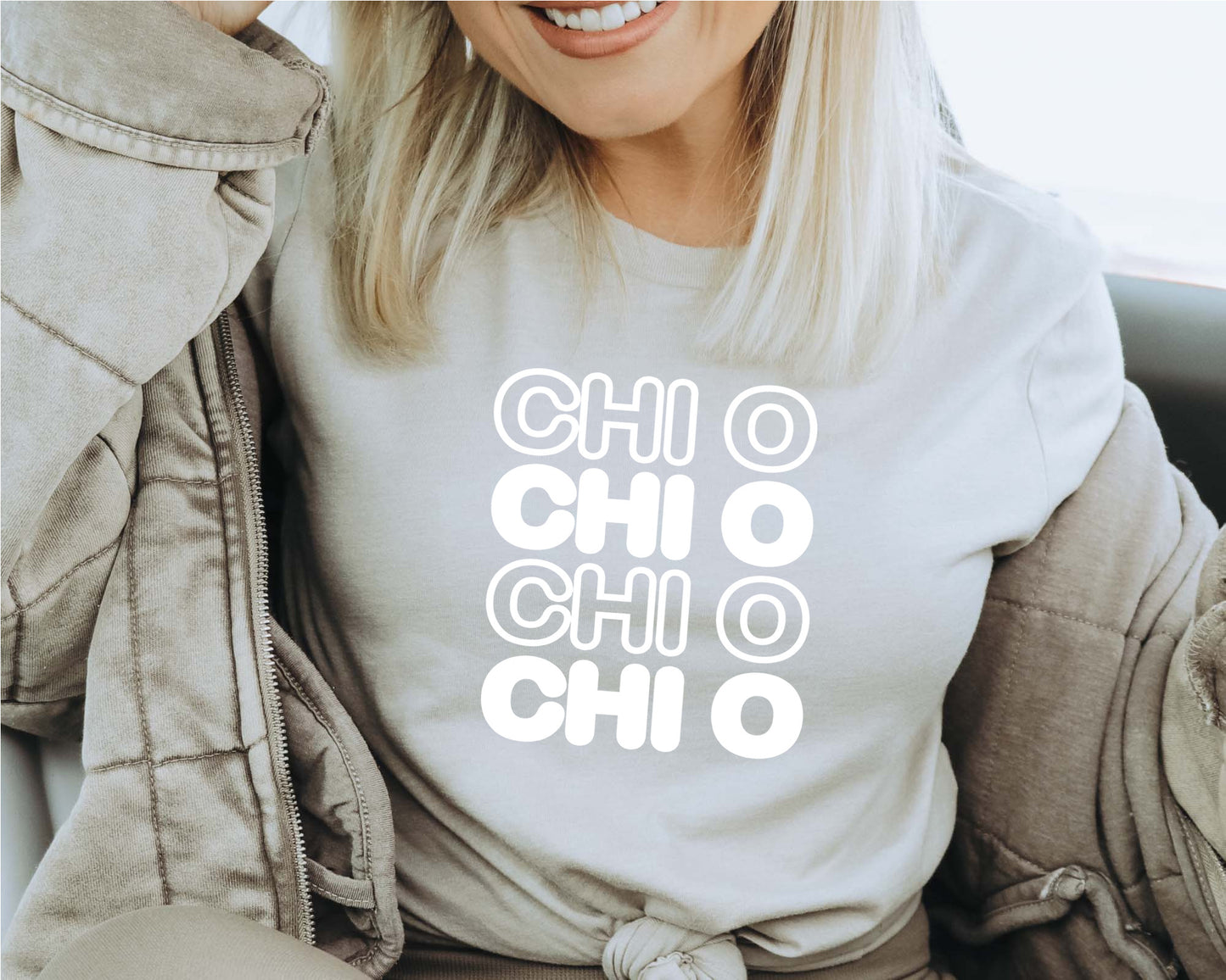 Chi Omega Bold Bubble Letter Sorority T-shirt _ 2221g