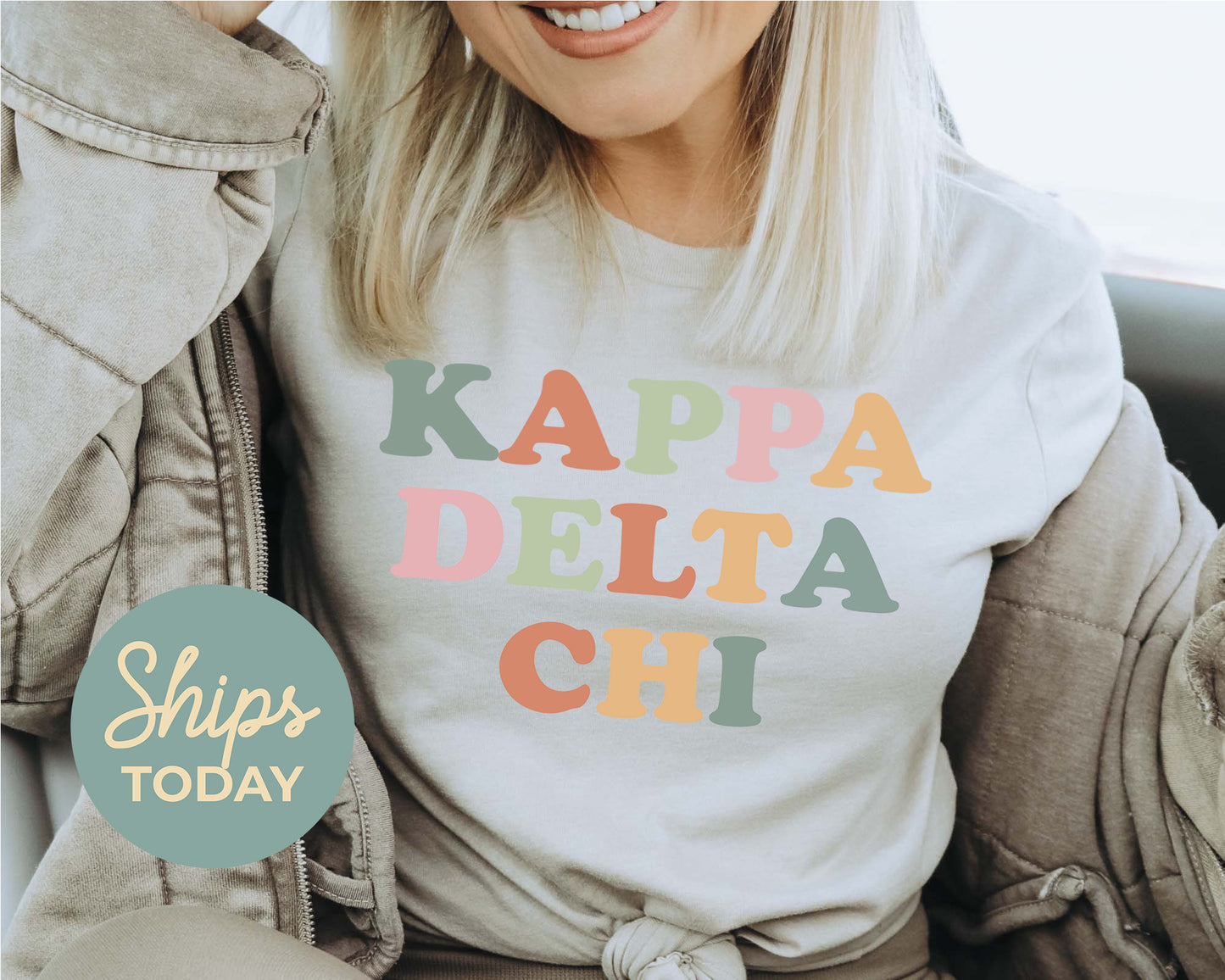 Kappa Delta Chi Bright and Colorful Sorority T-shirt _ 3473g
