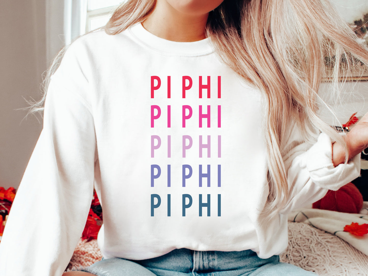Pi Beta Phi Bright and Stacked Sorority Sweatshirt _ 20g