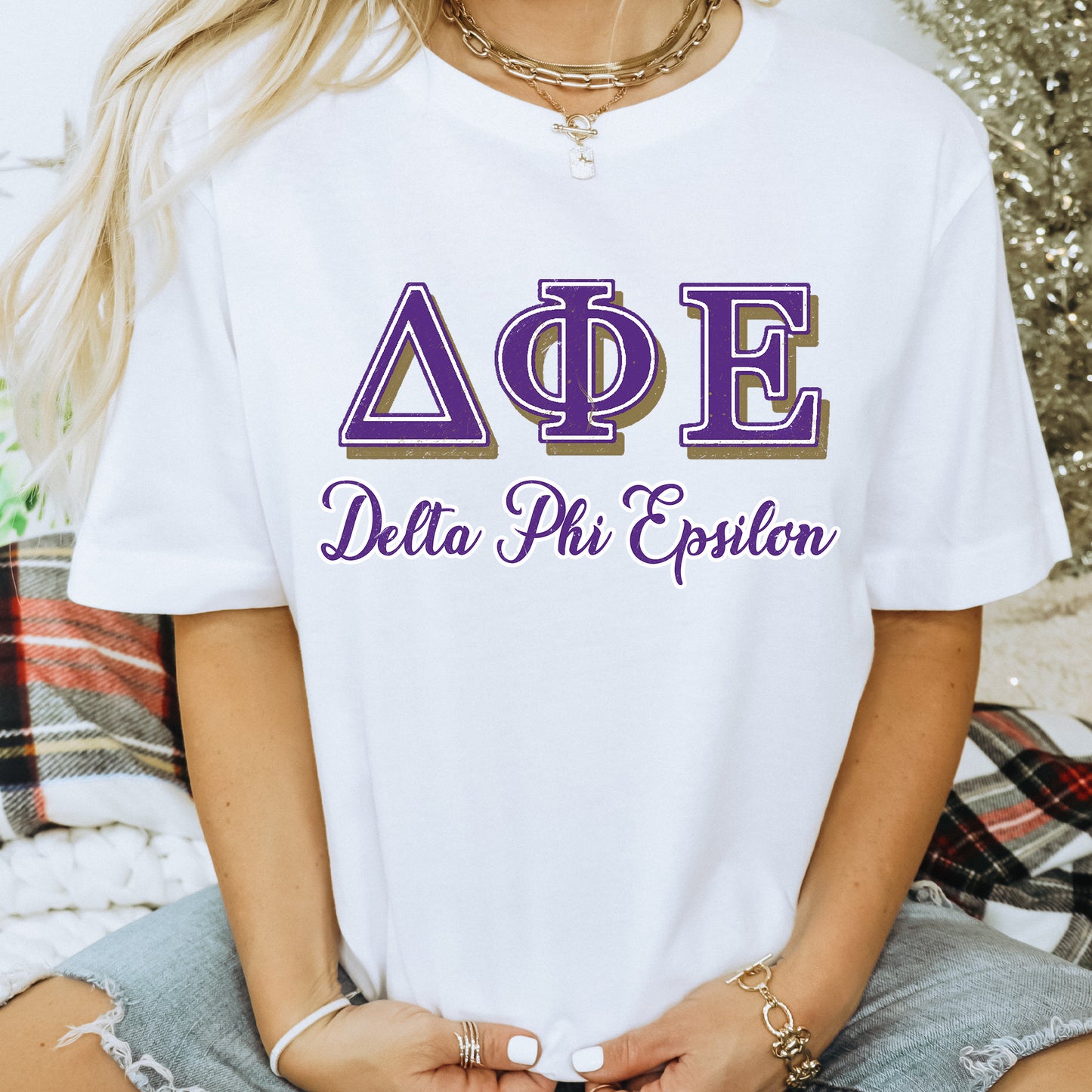 Delta Phi Epsilon Greek Colors Sorority T-shirt _ 36081g