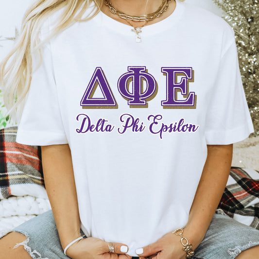 Delta Phi Epsilon Greek Colors Sorority T-shirt _ 36081g