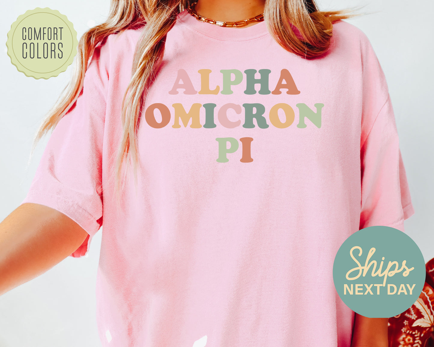 Alpha Omicron Pi Bright and Proud Comfort Colors Sorority T-shirt _ 418g