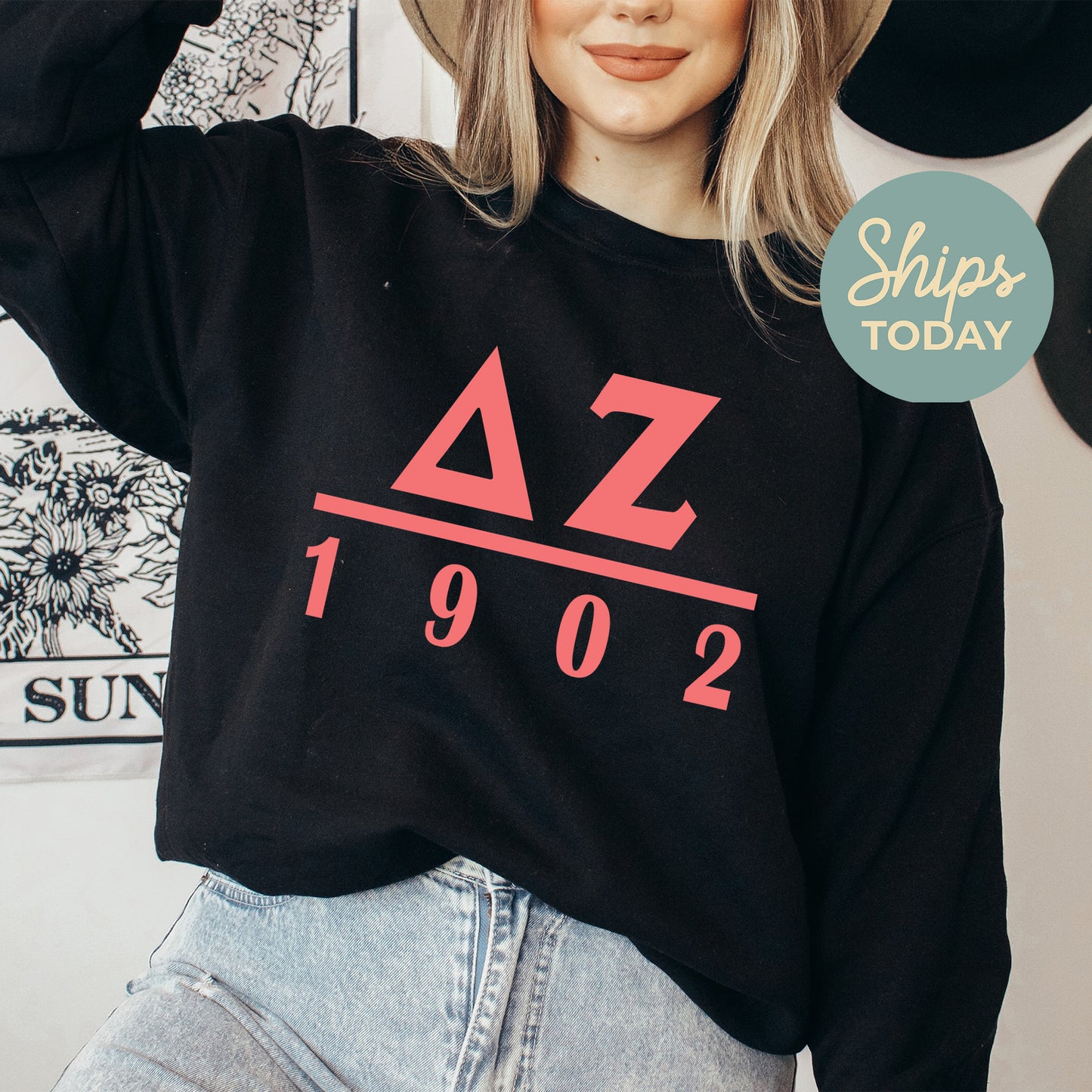 Delta Zeta Monochromatic Sorority Sweatshirt _ 30856g