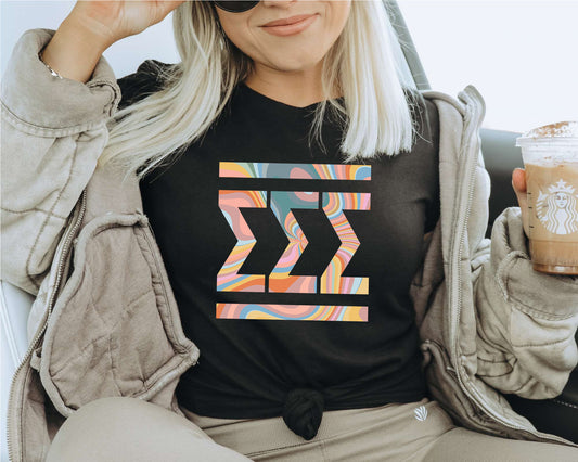 Sigma Sigma Sigma Multicolor Letters Sorority T-shirt _ 30484g