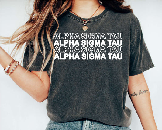 Alpha Sigma Tau Bold Bubble Letter Sorority T-shirt _ 2219g