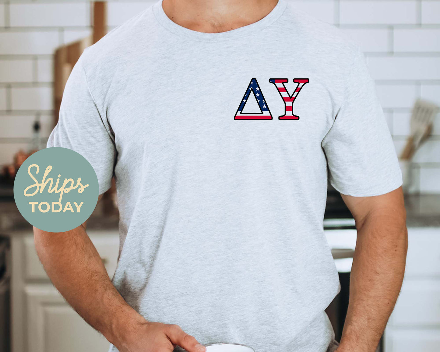 Delta Upsilon USA Flag Letters Fraternity T-shirt _ 33433g