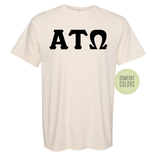 Alpha Tau Omega Black Letters Comfort Colors Farternity T-shirt _ 34910g