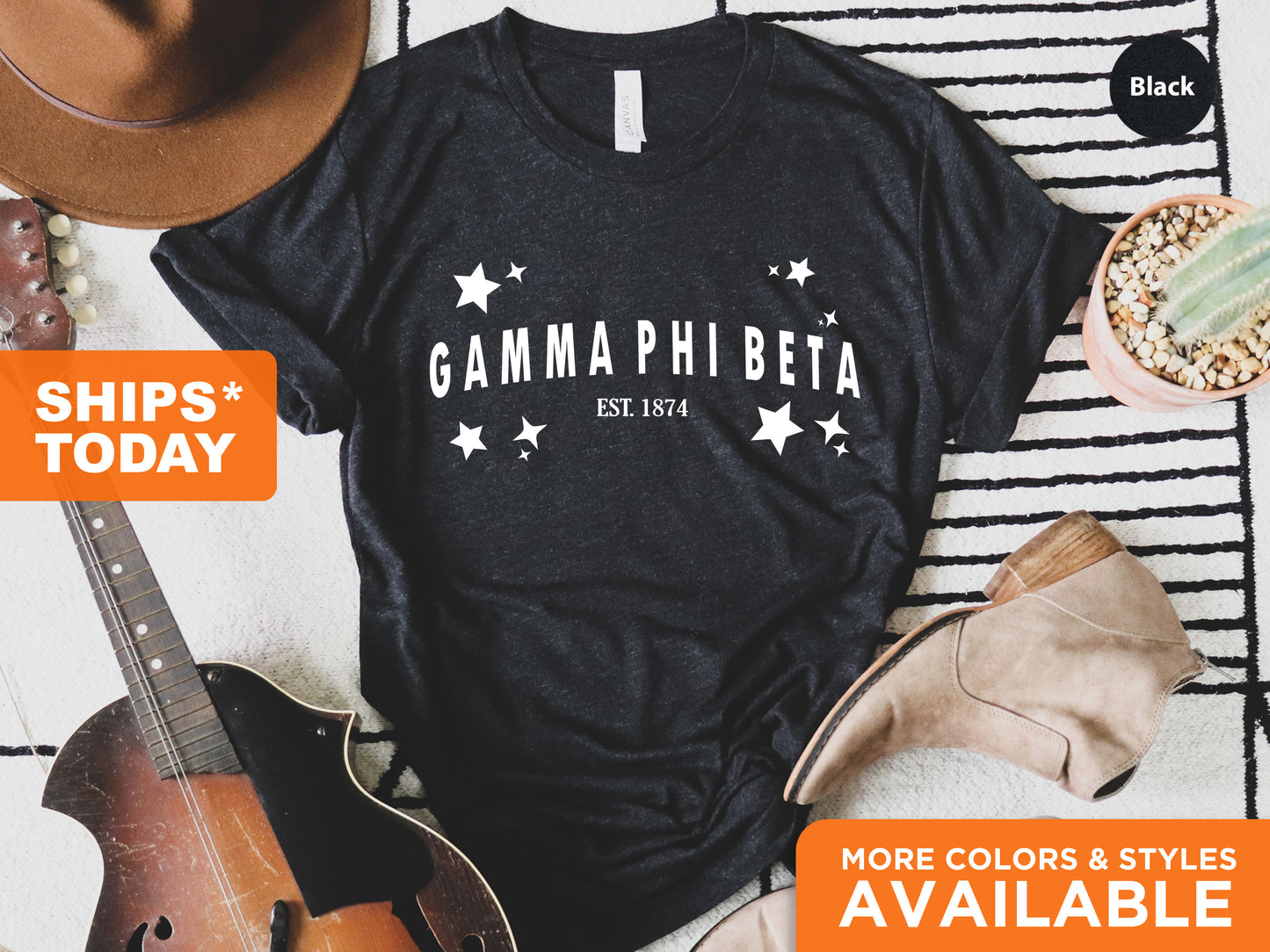 Gamma Phi Beta Arched Star Sorority T-shirt _ 2278g
