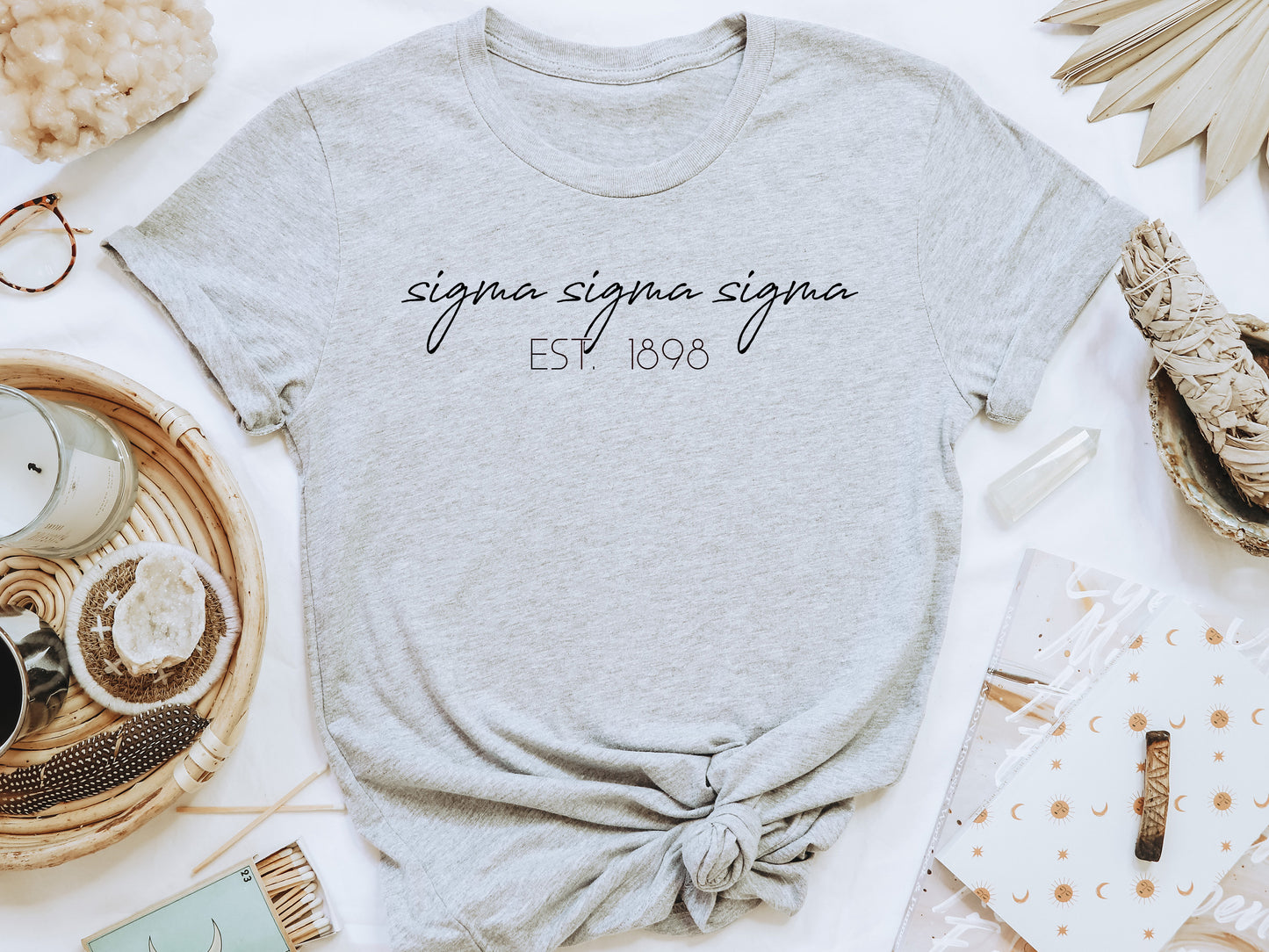 Sigma Sigma Sigma Black Calligraphy Sorority T-shirt _ 2340g