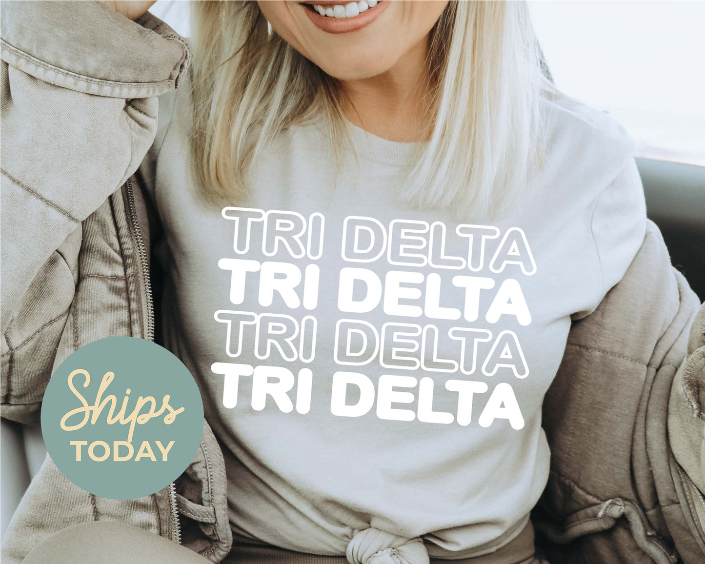 Delta Delta Delta Bold Bubble Letter Sorority T-shirt _ 2222g