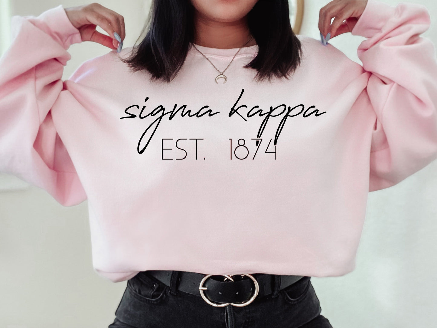 Sigma Kappa Black Calligraphy Sorority Sweatshirt _ 2339g