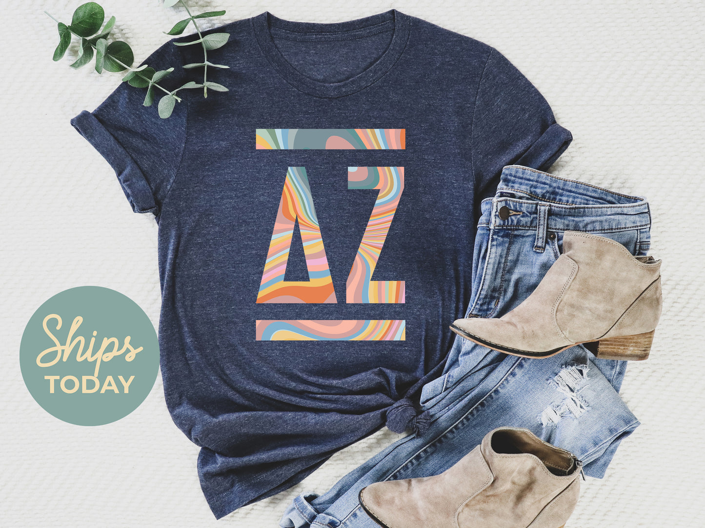Delta Zeta Multicolor Letters Sorority T-shirt _ 30474g