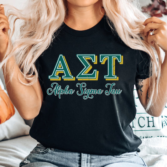 Alpha Sigma Tau Greek Colors Sorority T-shirt _ 36076g