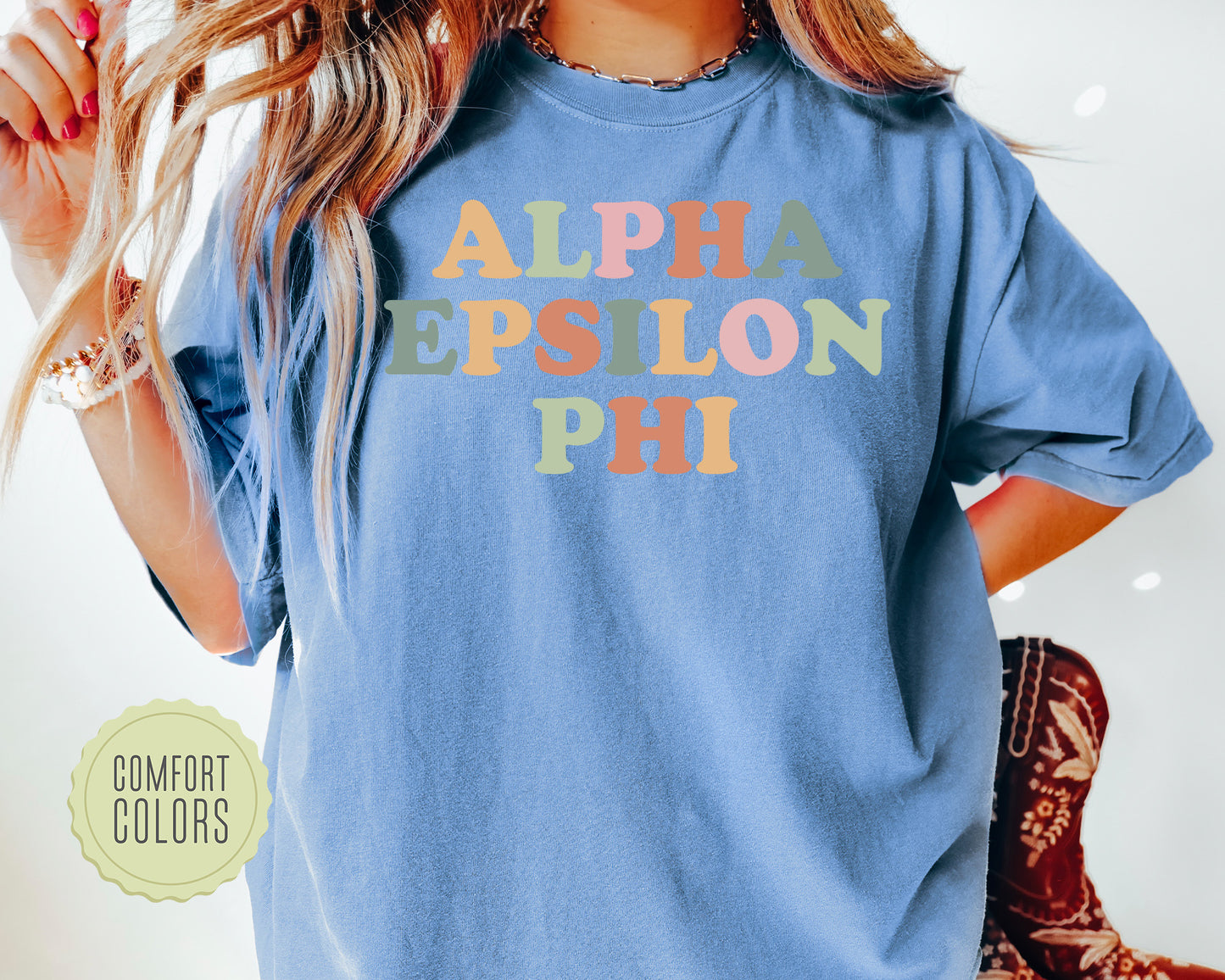 Alpha Epsilon Phi Bright and Proud Comfort Colors Sorority T-shirt _ 416g