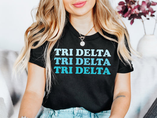 Delta Delta Delta Touch of Blue Sorority T-shirt _ 2587g