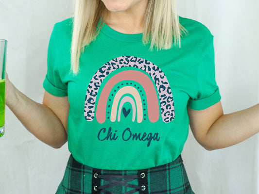Chi Omega Greek Rainbow Sorority T-shirt _ 2742g