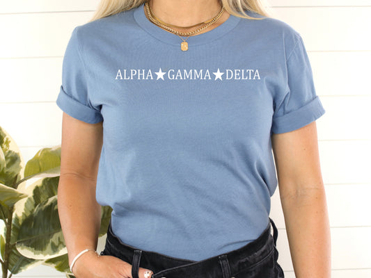 Alpha Omicron Pi White Star Sorority T-shirt _ 2190g