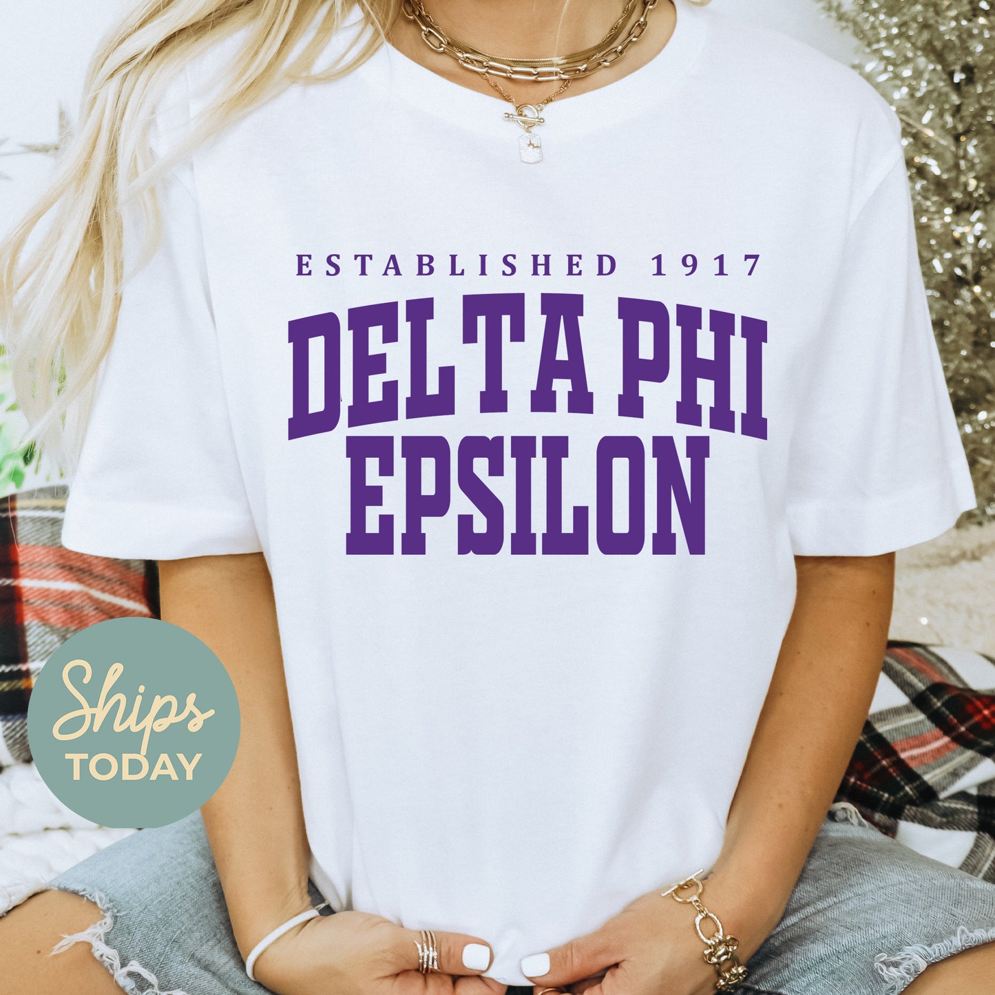 Delta Phi Epsilon Bold Letters Sorority T-shirt  _ 35132g