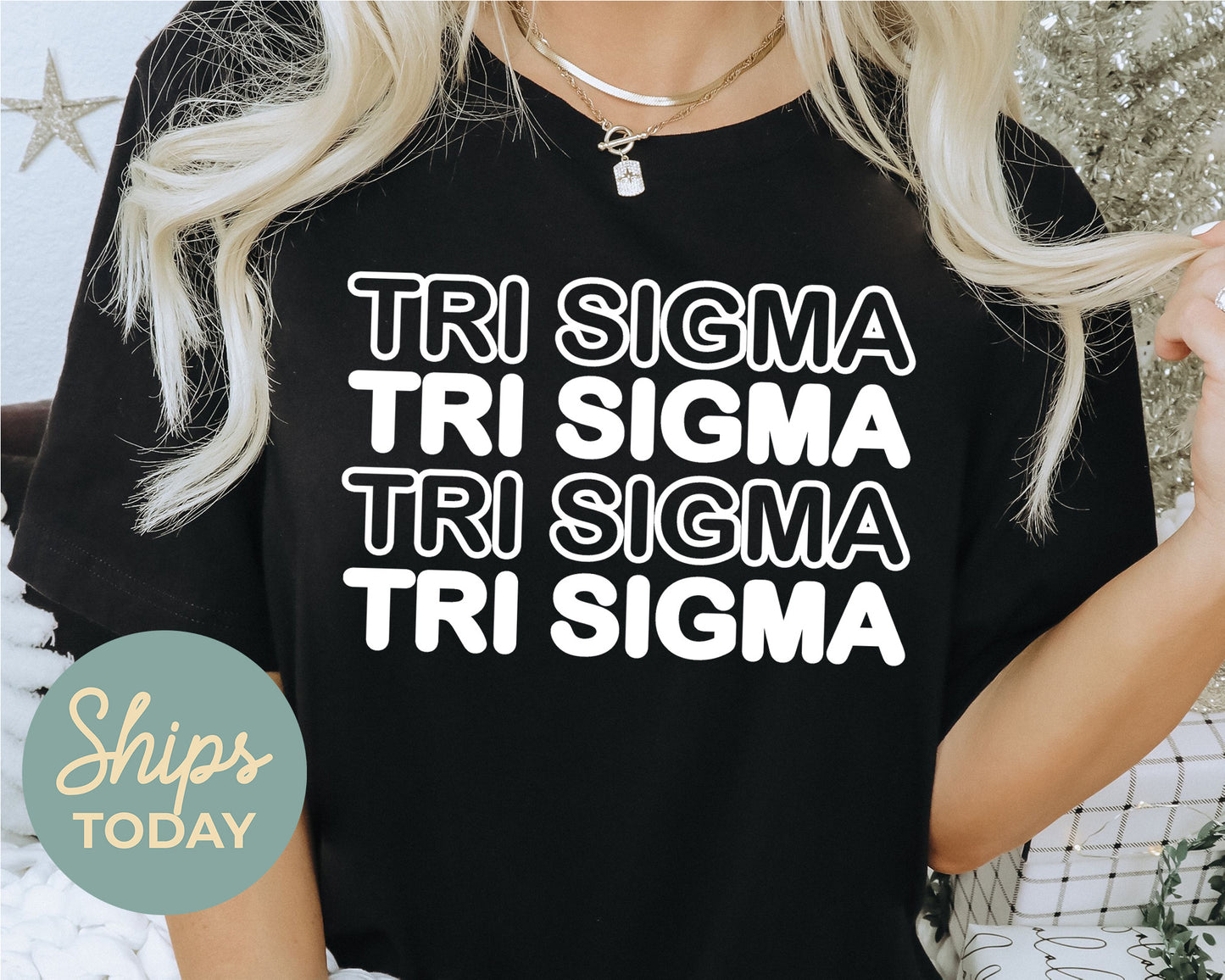 Sigma Sigma Sigma Bold Bubble Letter Sorority T-shirt _ 2235g