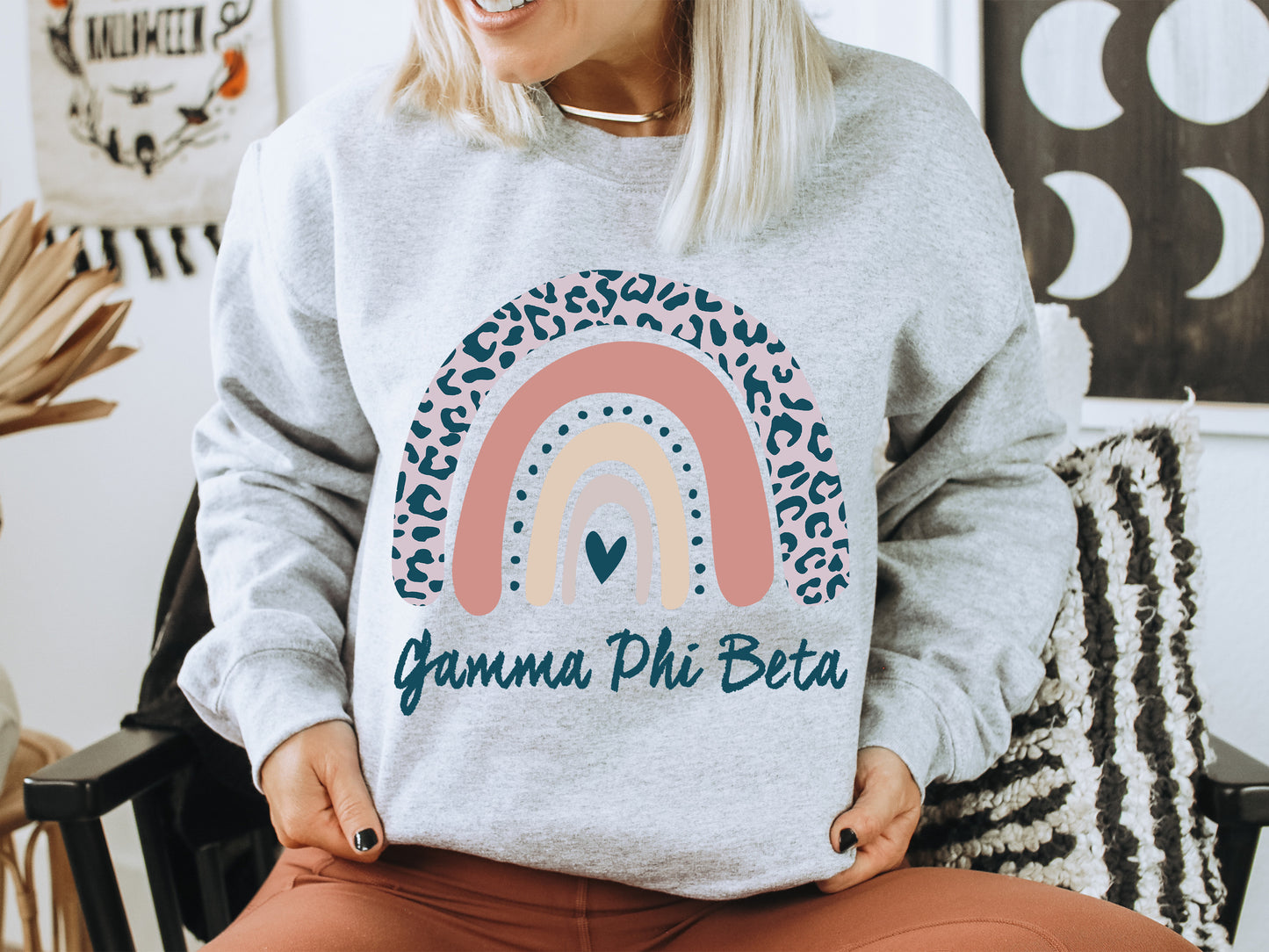 Gamma Phi Beta Greek Rainbow Sorority Sweatshirt _ 2747g