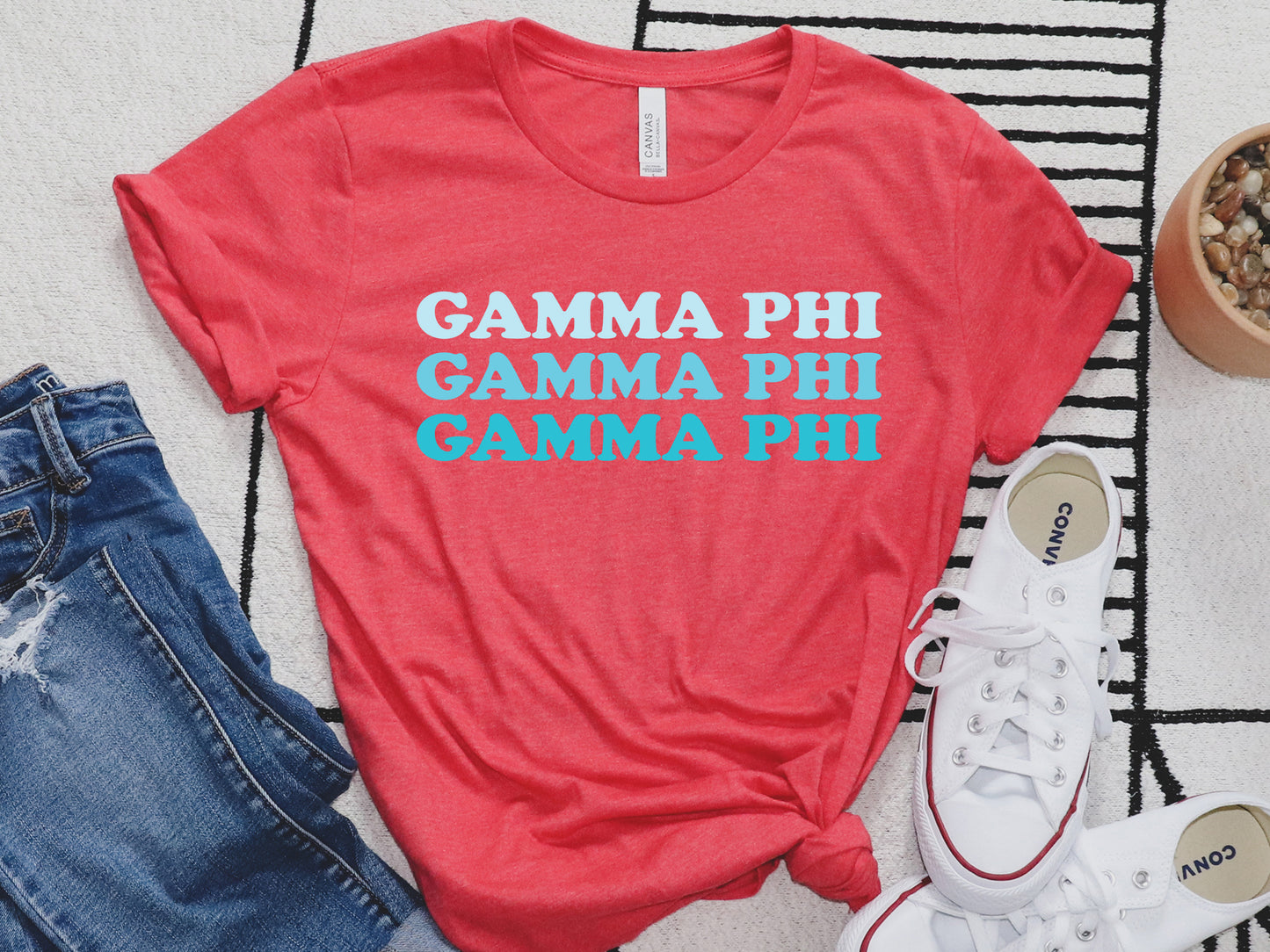 Gamma Phi Beta Touch of Blue Sorority T-shirt _ 2591g
