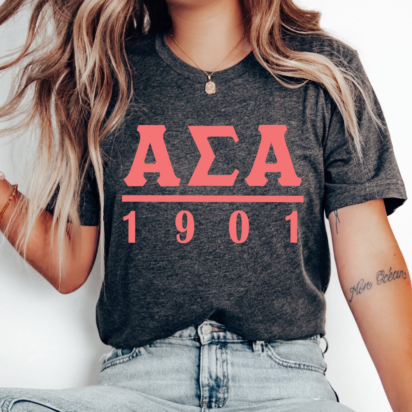 Alpha Sigma Alpha Monochromatic Sorority T-shirt _ 30849g