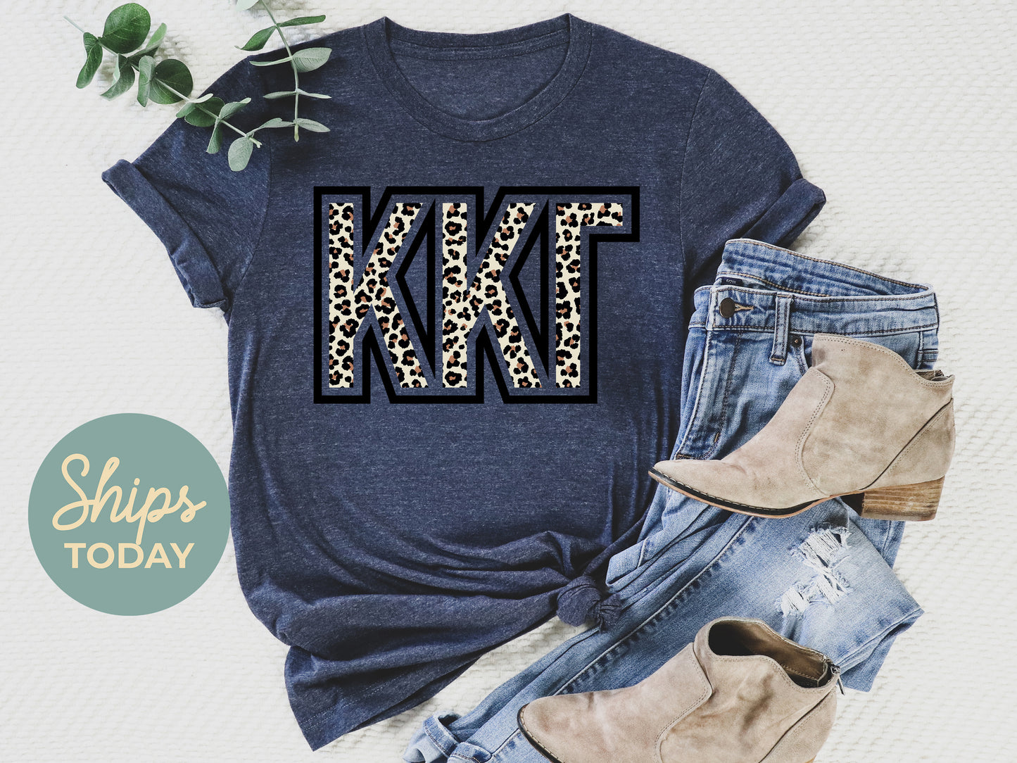 Kappa Kappa Gamma Leopard Greek Letters Sorority T-shirt _ 30452g