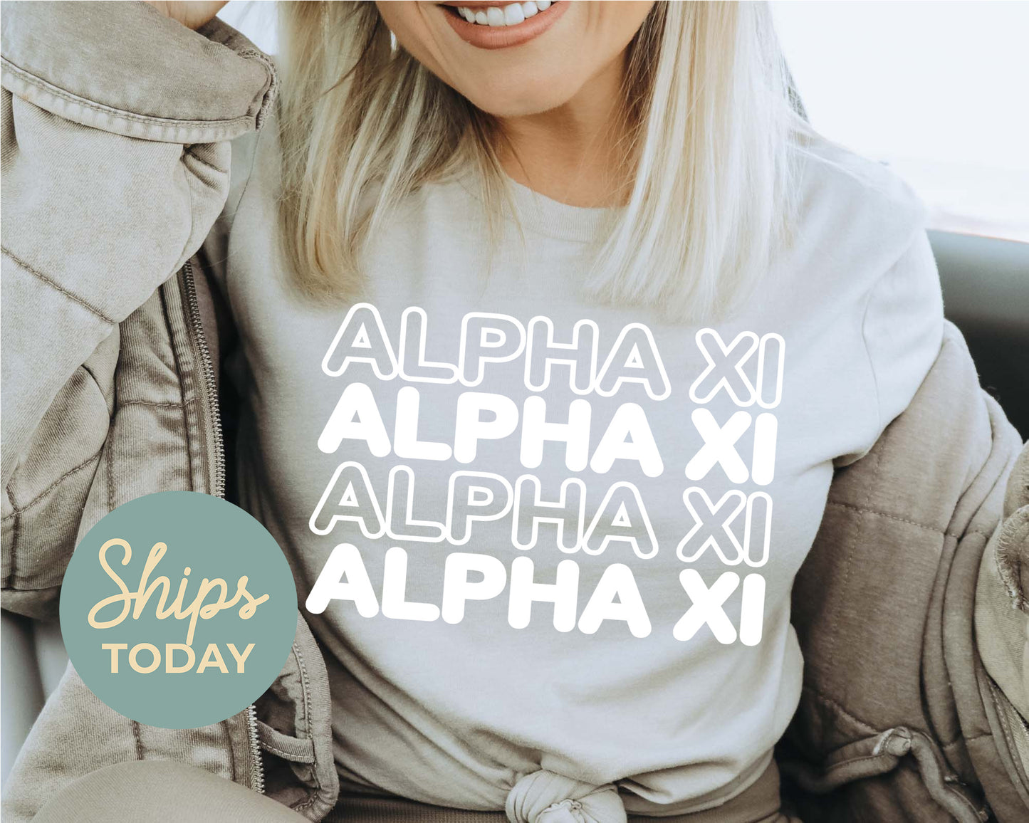 Alpha Xi Delta Bold Bubble Letter Sorority T-shirt _ 2220g