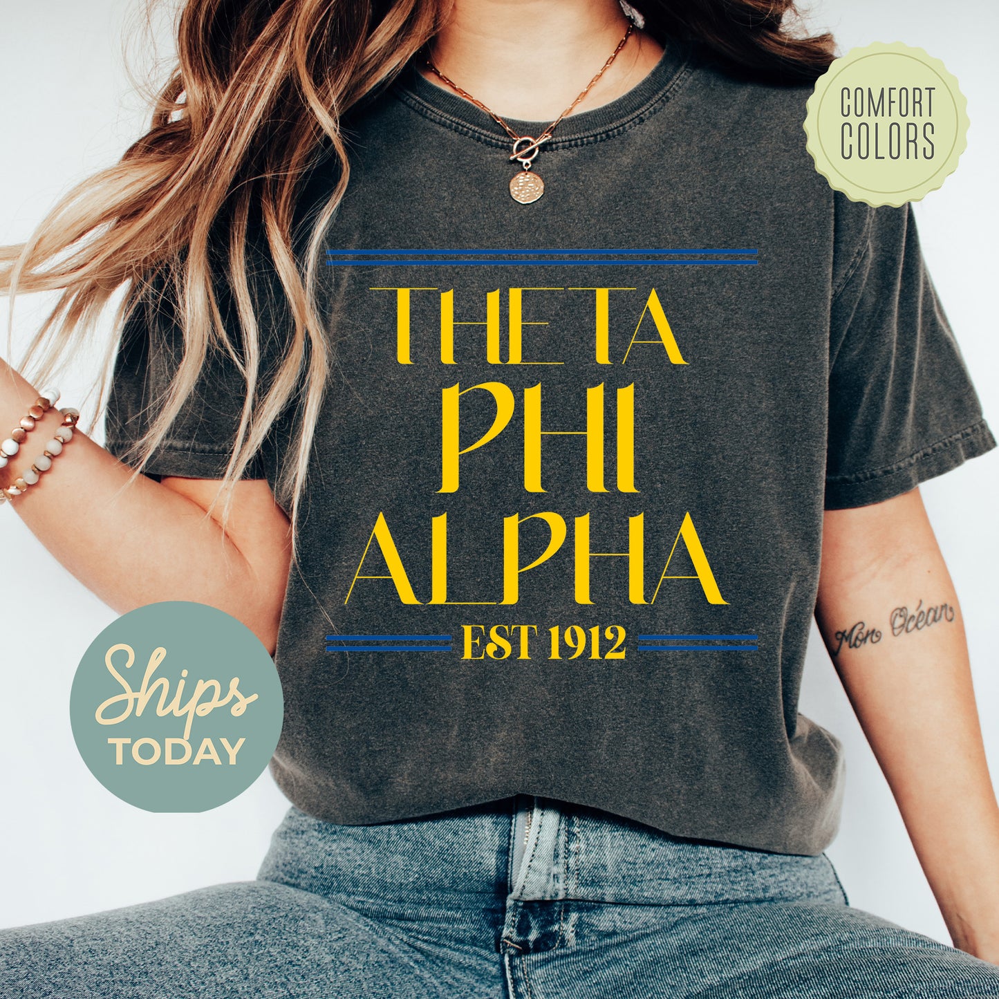 Theta Phi Alpha Greek Harmony Comfort Colors Sorority T-shirt _ 34988g
