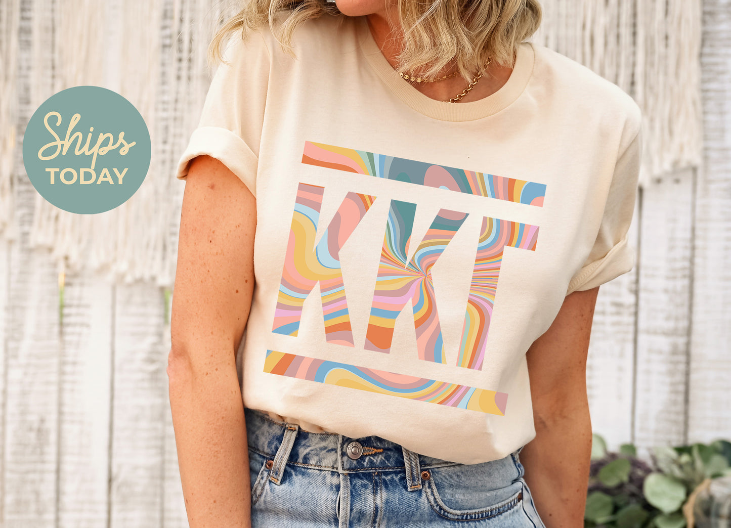 Kappa Kappa Gamma Multicolor Letters Sorority T-shirt _ 30478g