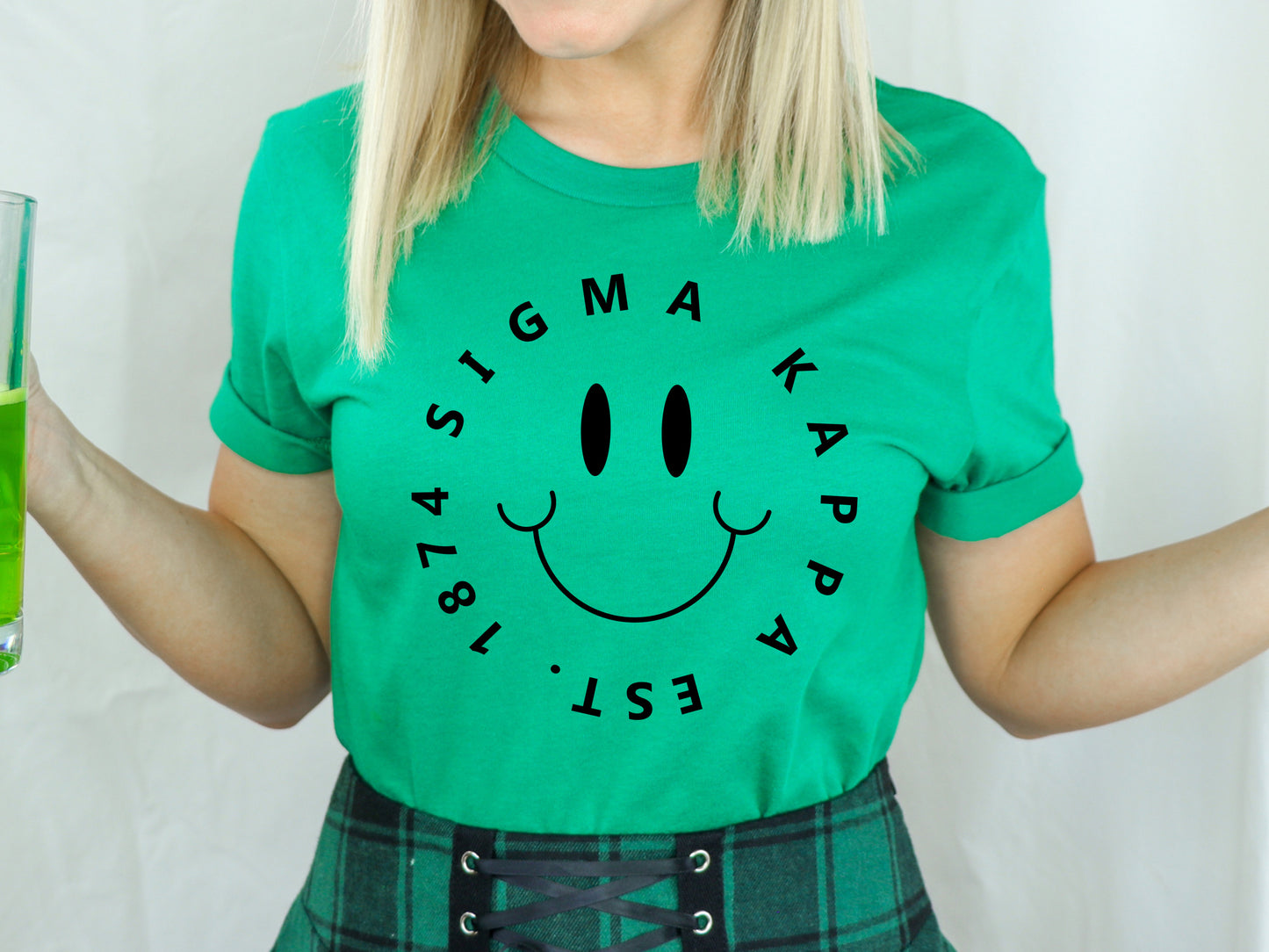 Sigma Kappa Smiley Face Halo Sorority T-shirt _ 2521g