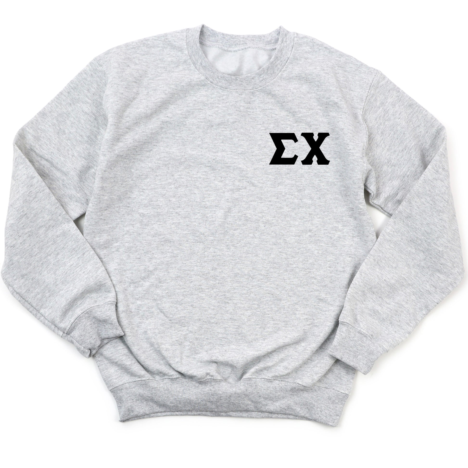 a grey sweatshirt with the letter x on it