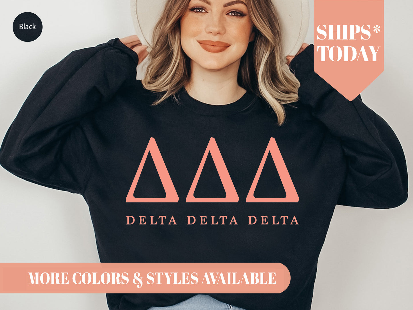 Delta Delta Delta Pink Personality Sorority Sweatshirt _ 658g